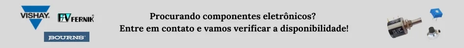 Imagem com fundo cinza e fotos do potenciometro 534 da Vishay, trimmer ou trimpot 3386F da Bourns e do dial H506 ou H23 (15 voltas) da Bochen no lado esquerdo e fotos do potenciômetro 3590S da Bourns, e do dial H46 da Bochen do lado direito separadas pelo texto 
						Procurando componentes eletrônicos? 
						Entre em contato e vamos verificar a disponibilidade! que está no centro do banner. 